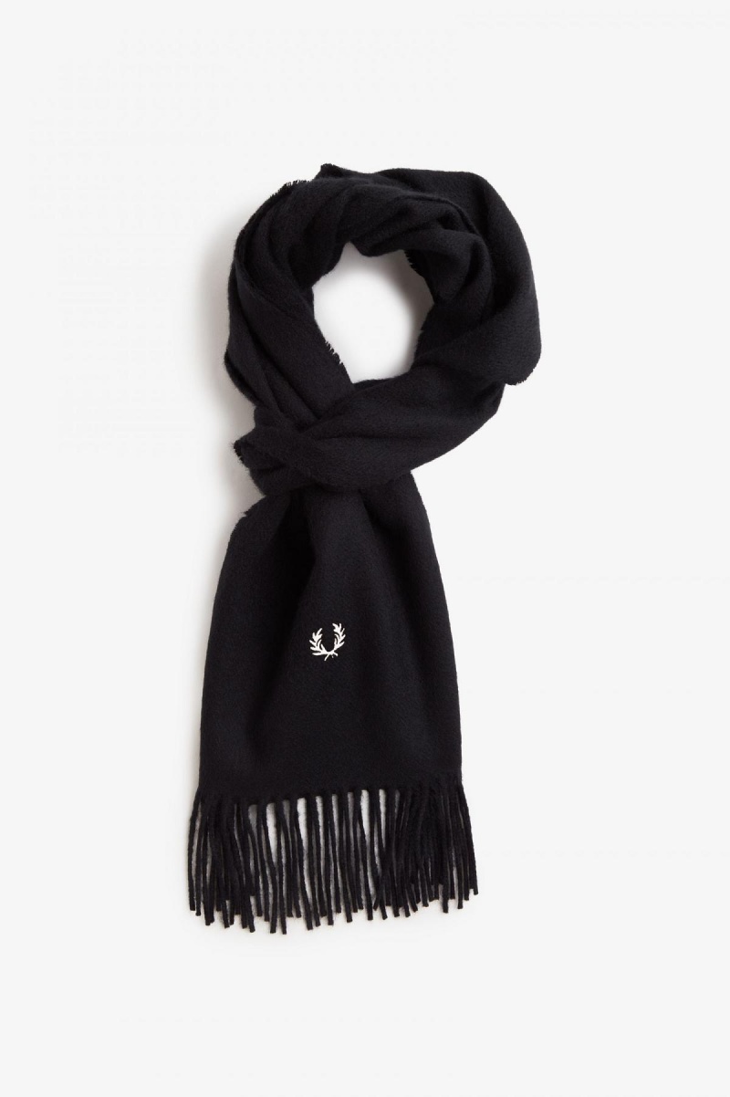 Black / Dark Caramel Fred Perry Lambswool Accessories Scarf | YCAVQ42374