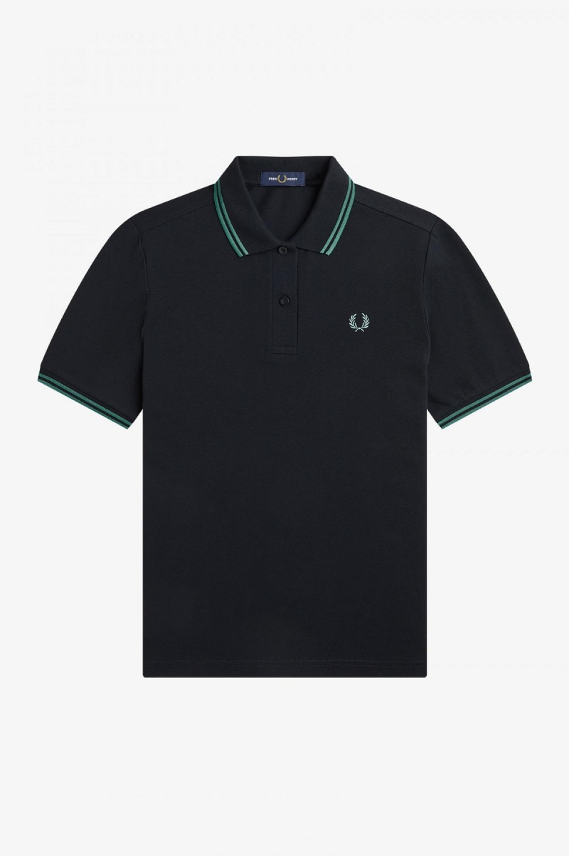 Black / Deep Mint / Deep Mint Fred Perry G3600 Women's Fred Perry Shirt | CADFL21672