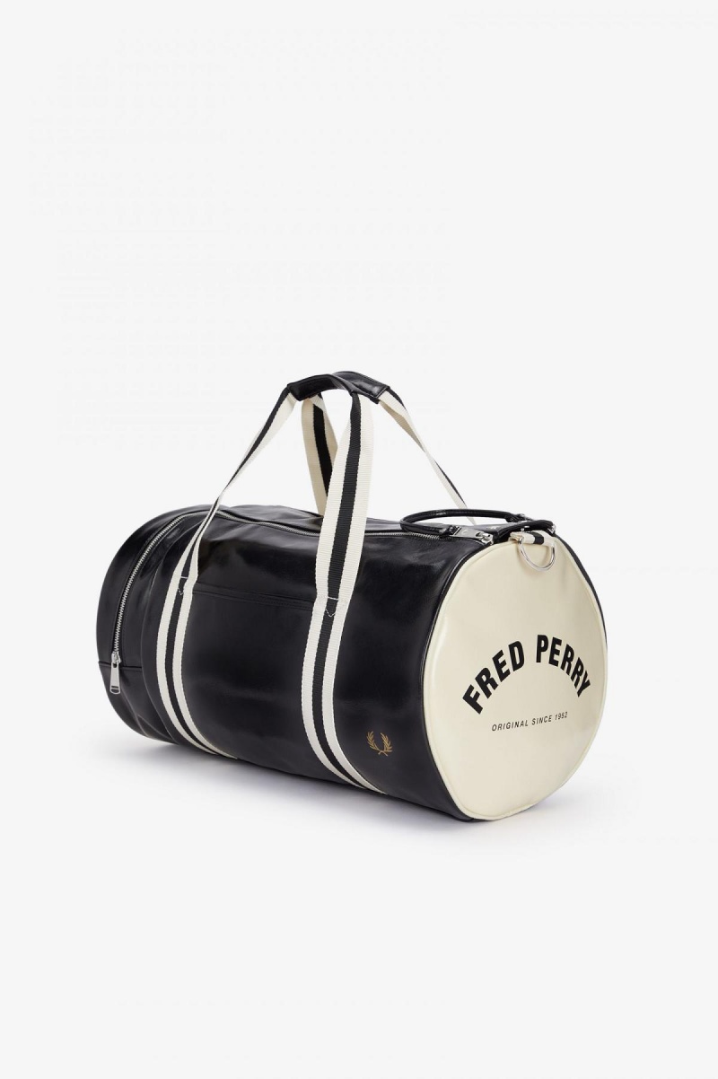 Black / Ecru Fred Perry Classic Barrel Accessories Bag | TCAPQ80705