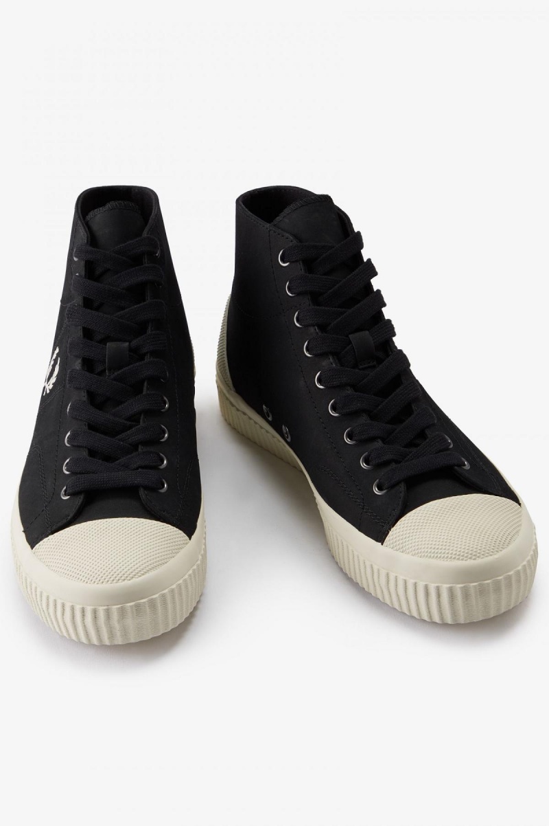 Black / Ecru Fred Perry Mid Hughes Men's Shoes | CAJVR36442