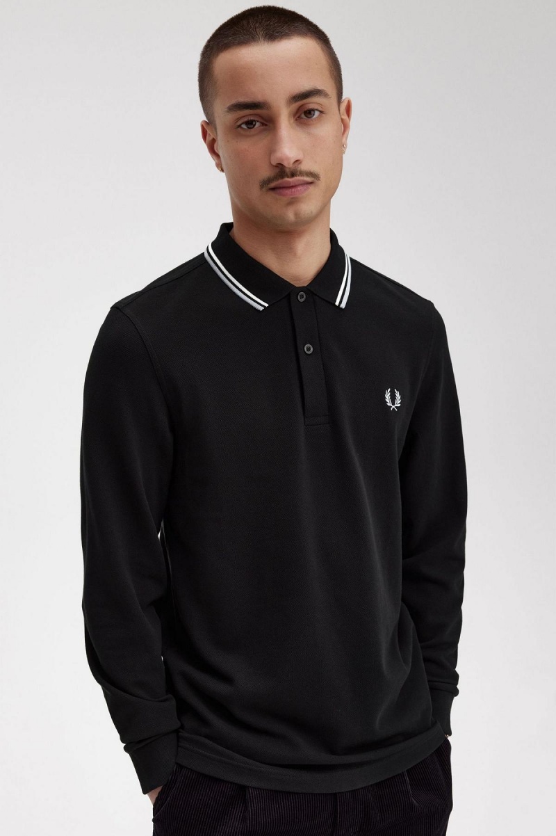 Black / Ecru / Limestone Fred Perry M3636 Men's Polo Shirts | CAJZR66998