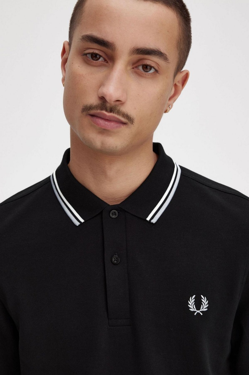 Black / Ecru / Limestone Fred Perry M3636 Men's Polo Shirts | CAJZR66998