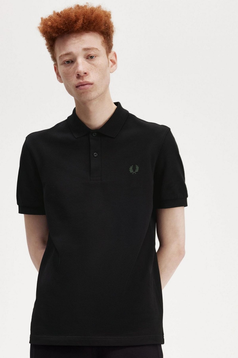 Black / Field Green Fred Perry M6000 Men's Polo Shirts | CACIF53633