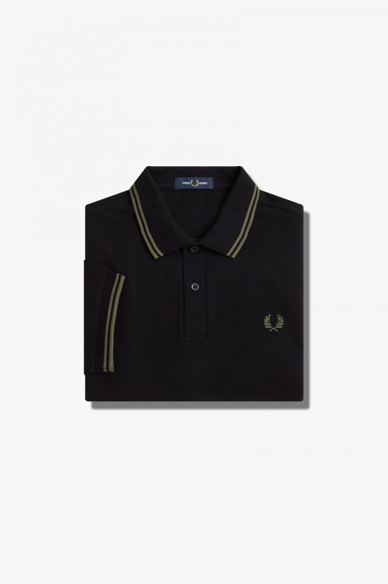 Black / Field Green / Field Green Fred Perry M3600 Men's Polo Shirts | SCAVO65786