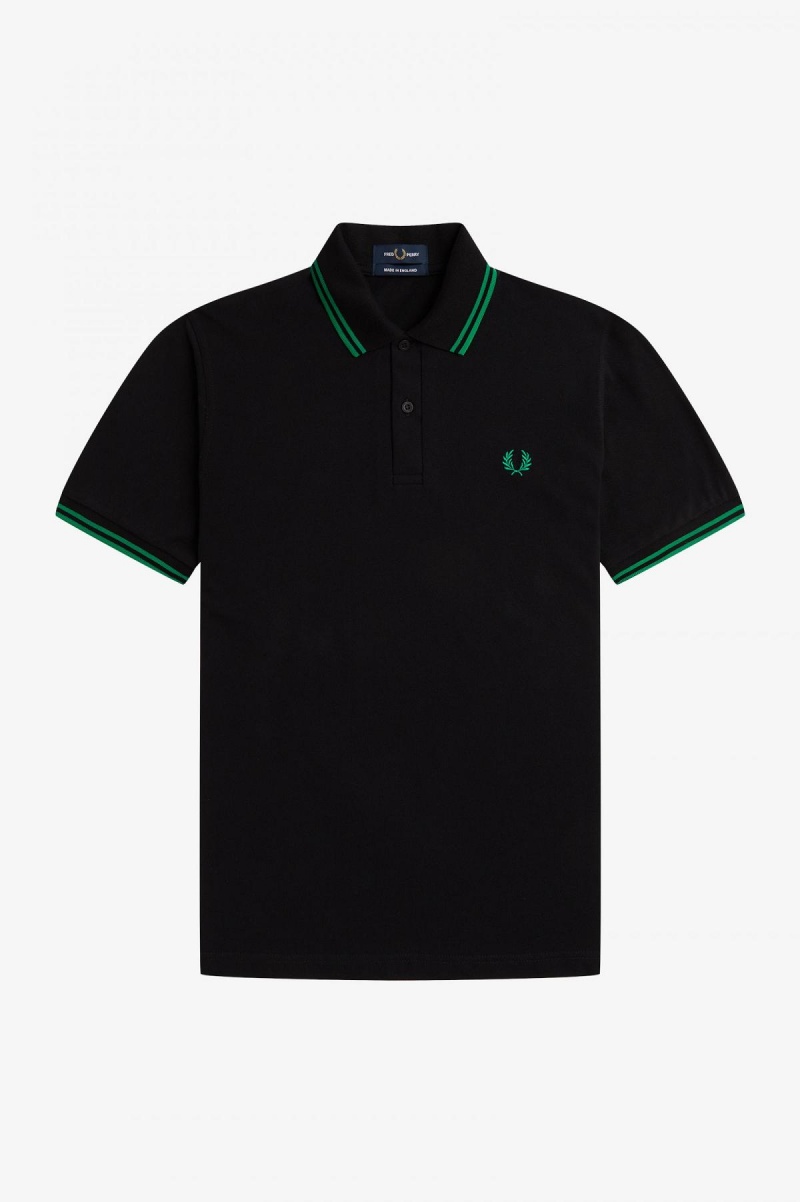 Black / Fred Perry Green / Fred Perry Green Fred Perry M12 Men's Fred Perry Shirt | CAXBR34283