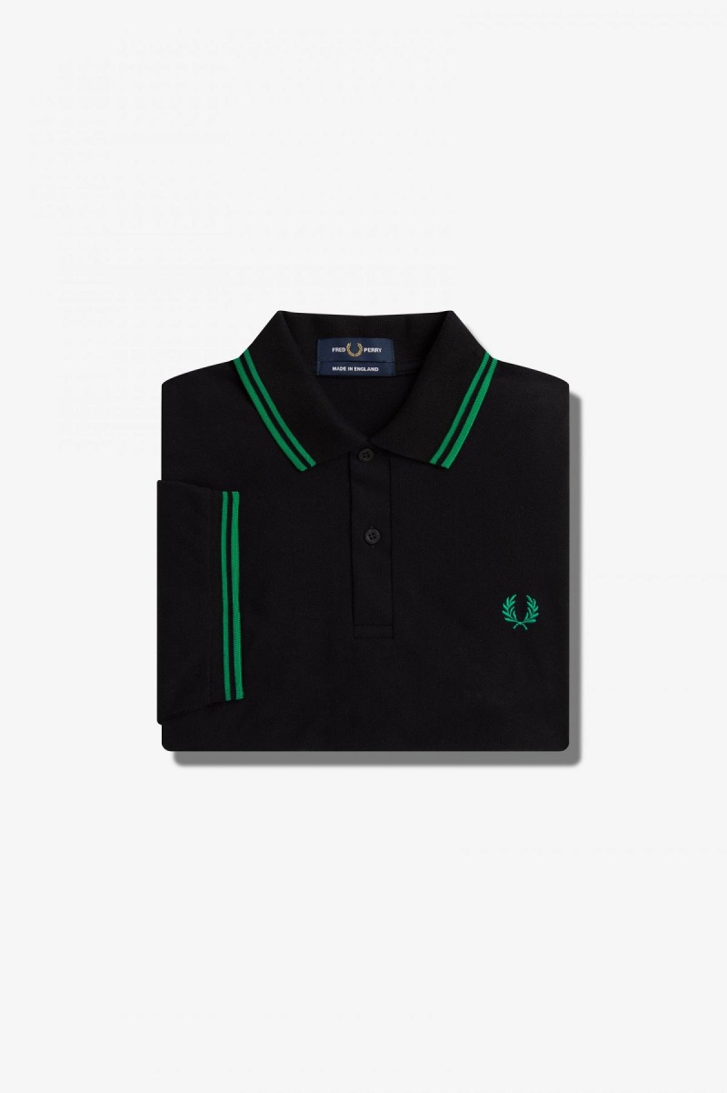 Black / Fred Perry Green / Fred Perry Green Fred Perry M12 Men\'s Fred Perry Shirt | CAXBR34283