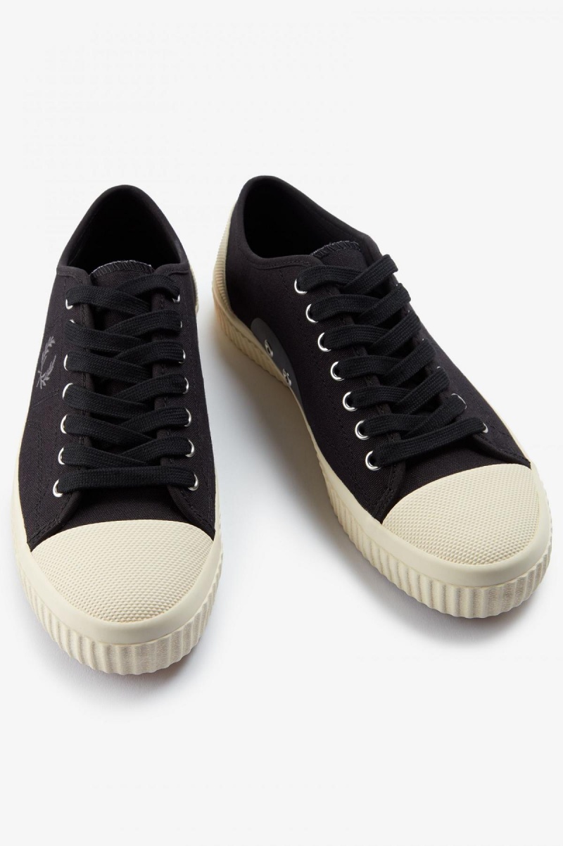 Black / Gunmetal Fred Perry Low Hughes Men's Shoes | TCAPQ29891