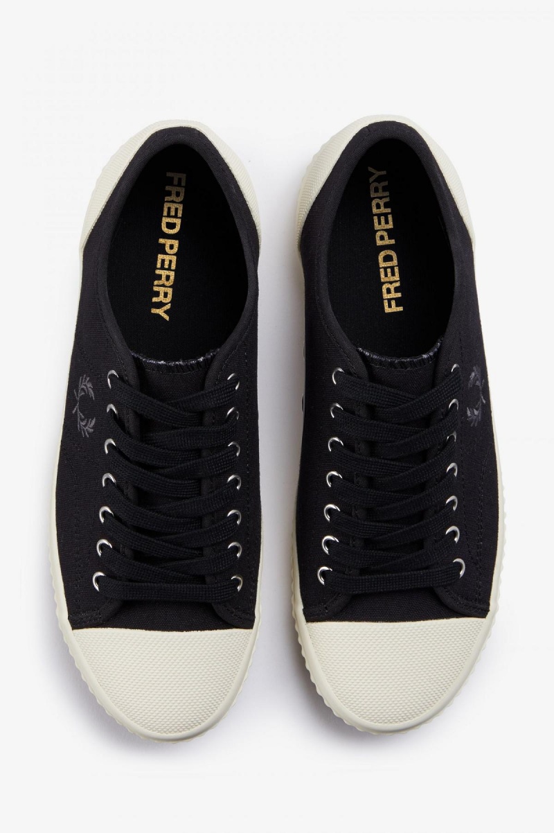 Black / Gunmetal Fred Perry Low Hughes Women's Shoes | GCAUC29821