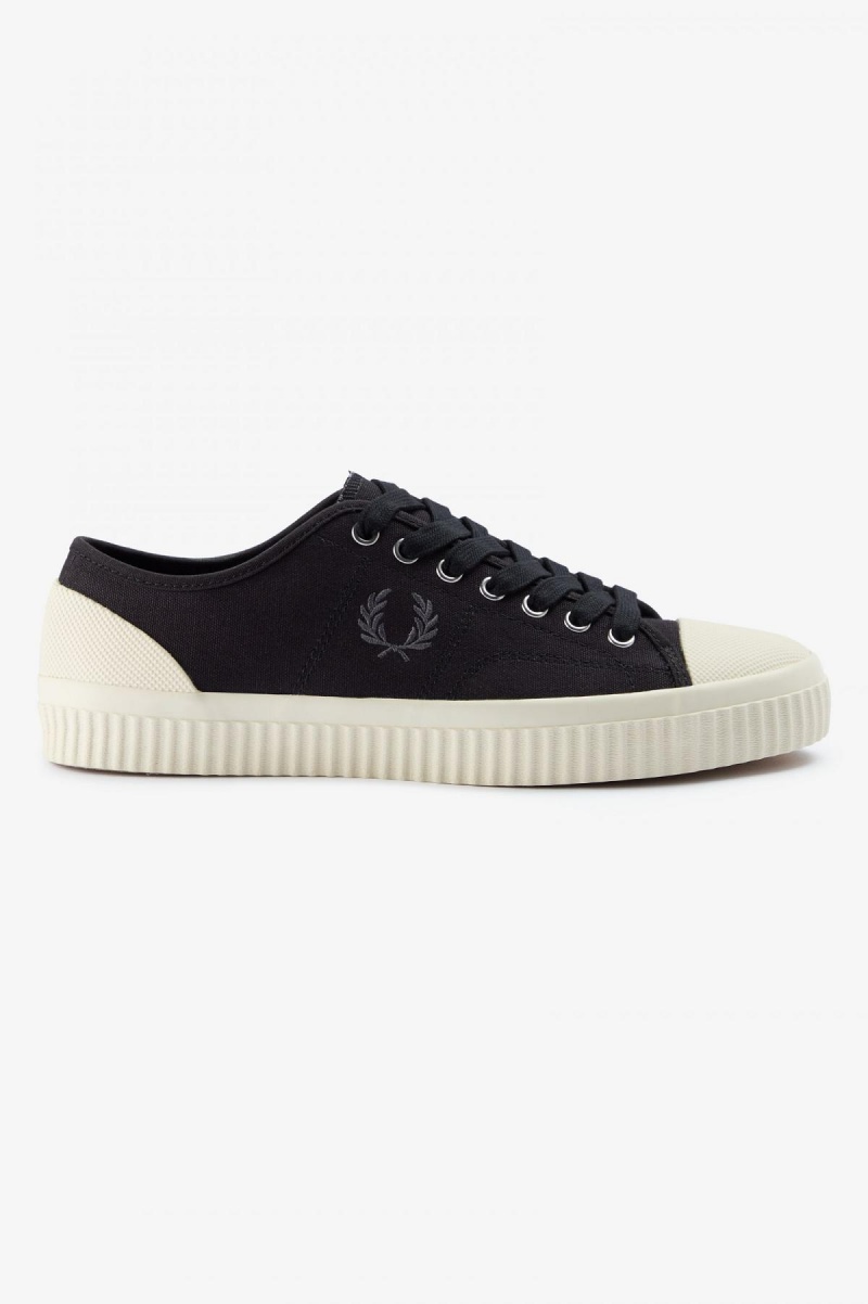 Black / Gunmetal Fred Perry Low Hughes Women\'s Shoes | GCAUC29821