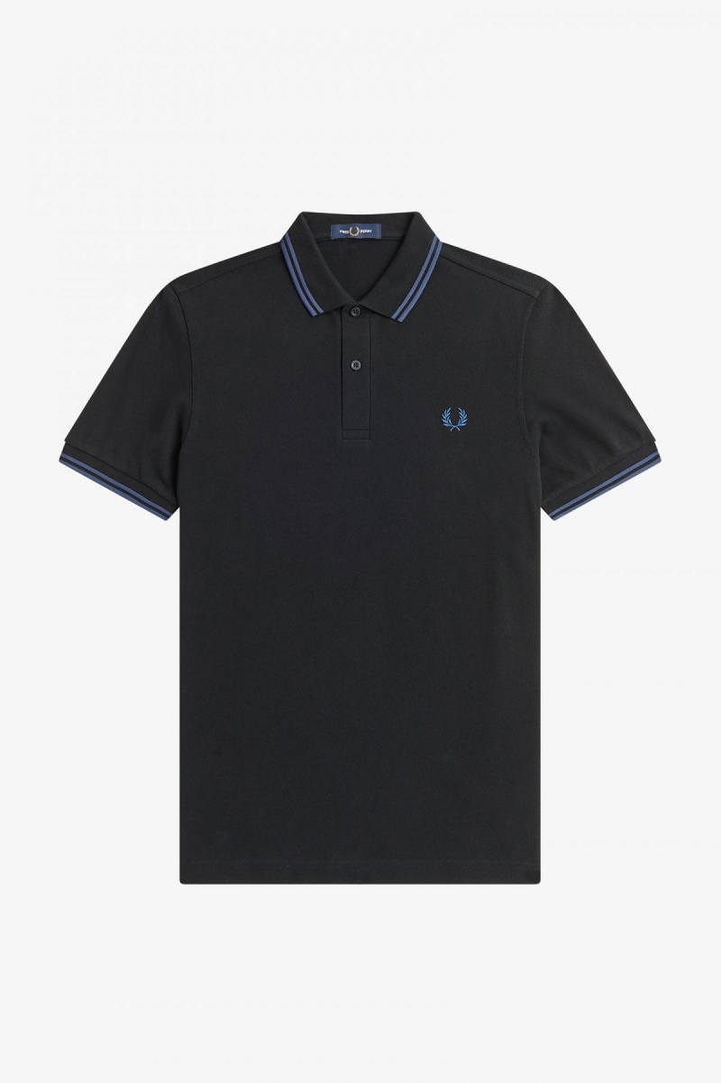 Black / Midnight Blue / Midnight Blue Fred Perry M3600 Men's Fred Perry Shirt | CAQCS27874