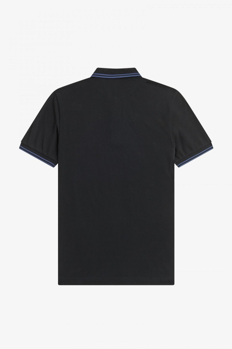 Black / Midnight Blue / Midnight Blue Fred Perry M3600 Men's Fred Perry Shirt | CAQCS27874