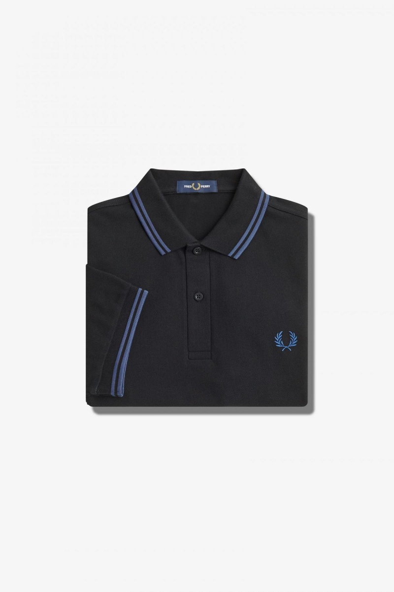 Black / Midnight Blue / Midnight Blue Fred Perry M3600 Men\'s Fred Perry Shirt | CAQCS27874