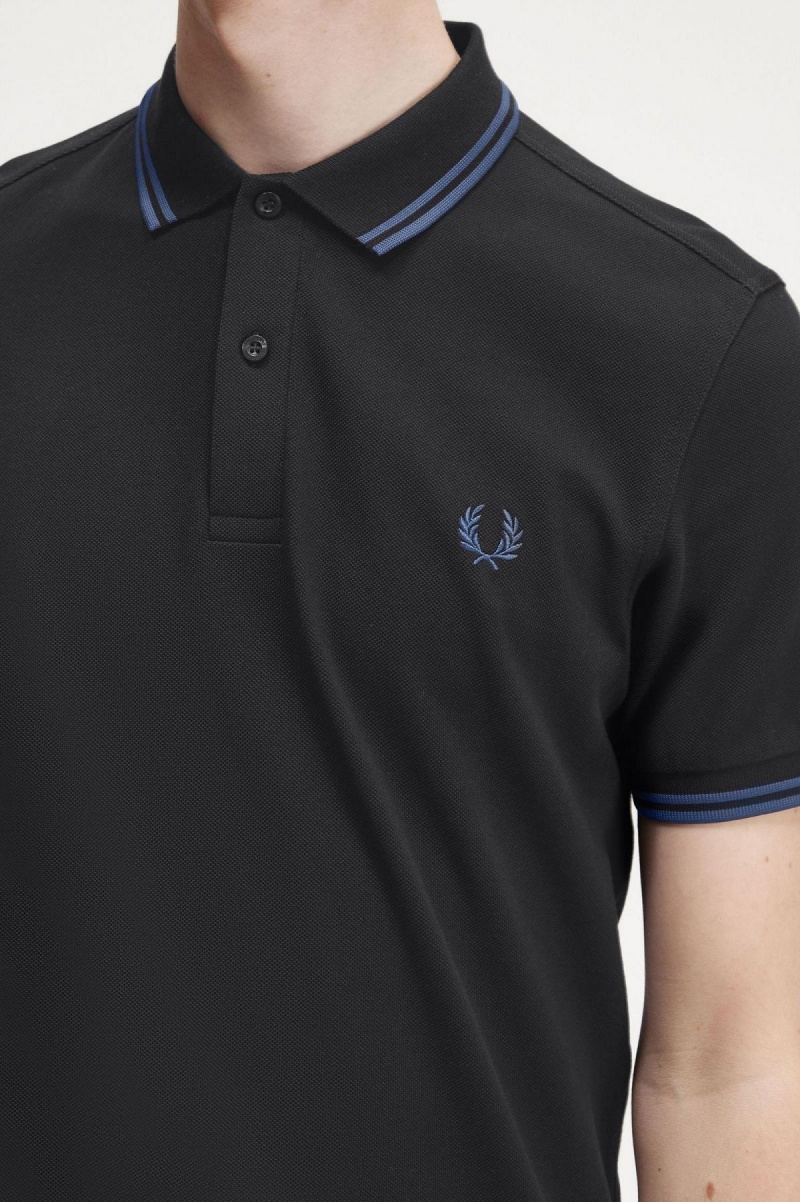 Black / Midnight Blue / Midnight Blue Fred Perry M3600 Men's Polo Shirts | ACADF13574