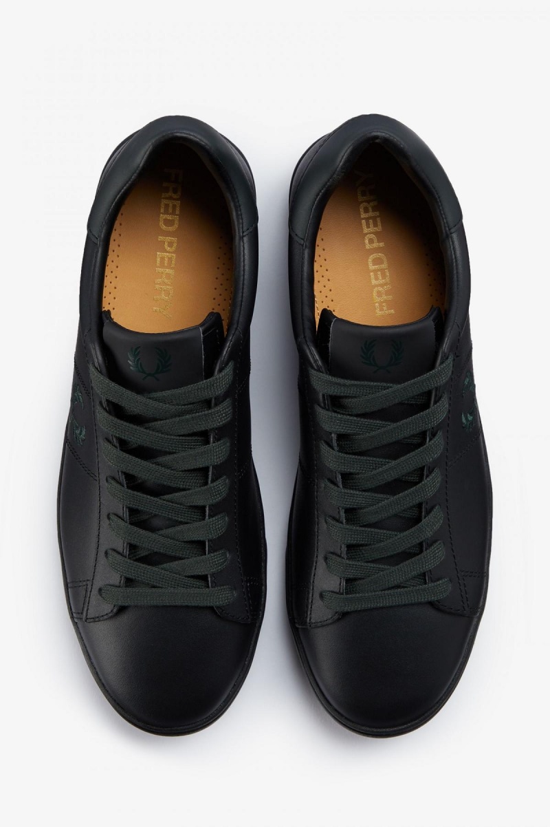 Black / Night Green Fred Perry Spencer Men's Shoes | ECAHC49655