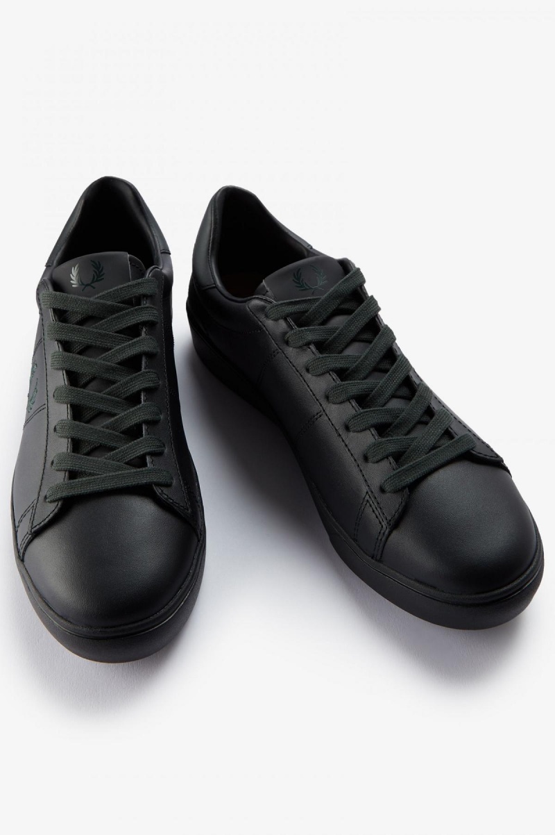 Black / Night Green Fred Perry Spencer Men's Shoes | ECAHC49655