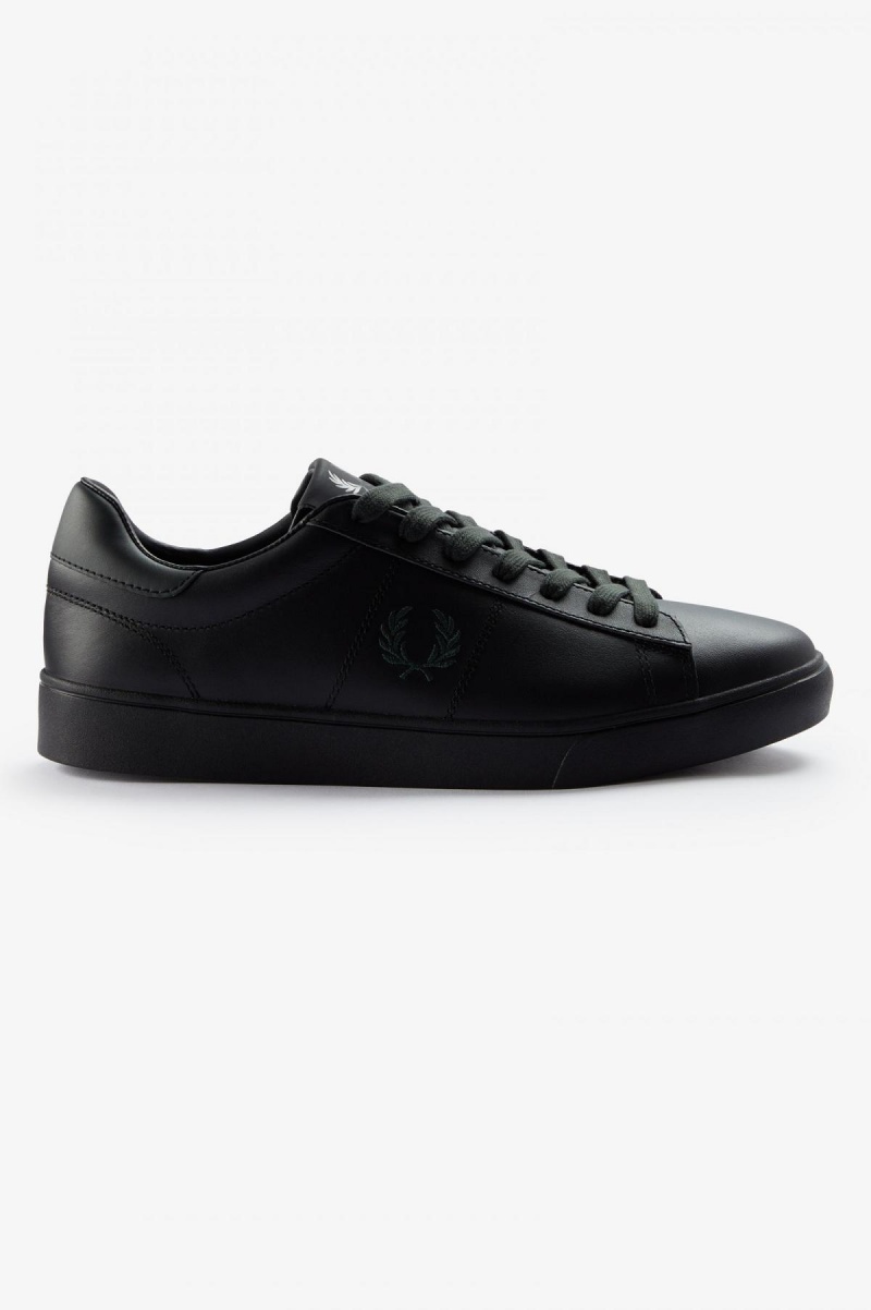 Black / Night Green Fred Perry Spencer Men\'s Shoes | ECAHC49655