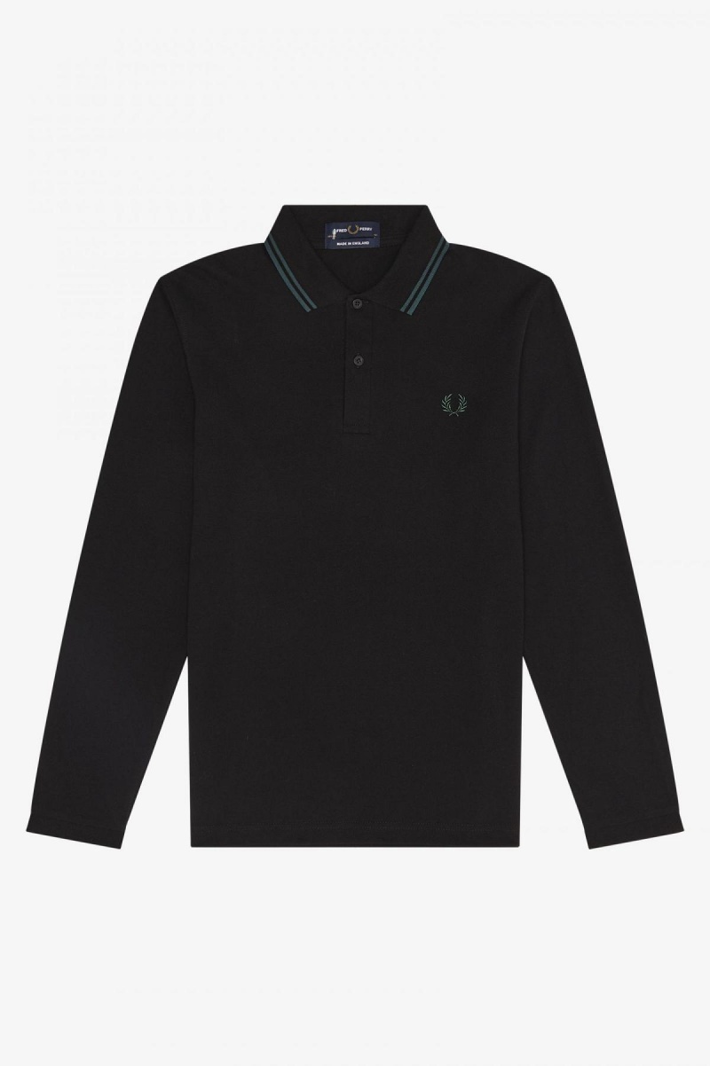 Black / Petrol Blue / Petrol Blue Fred Perry M1212 Men's Fred Perry Shirt | CAZPD52221