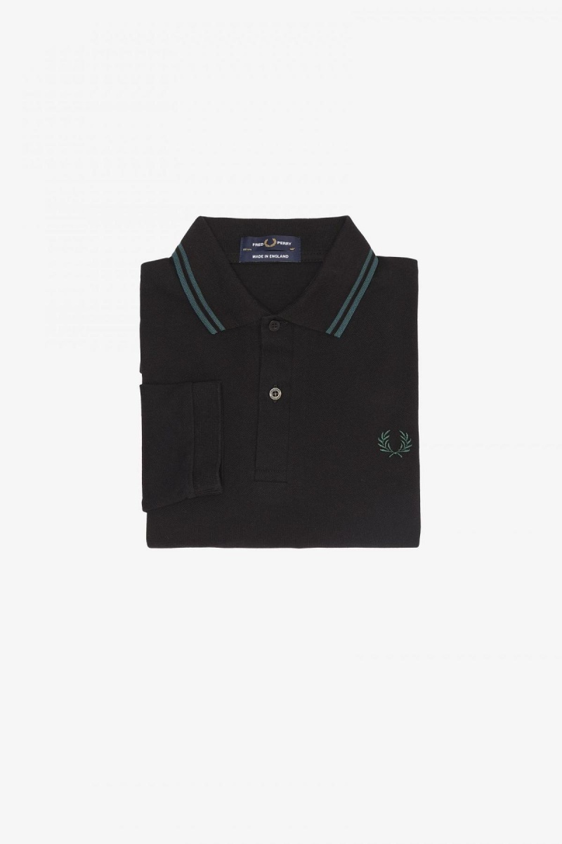 Black / Petrol Blue / Petrol Blue Fred Perry M1212 Men\'s Fred Perry Shirt | CAZPD52221