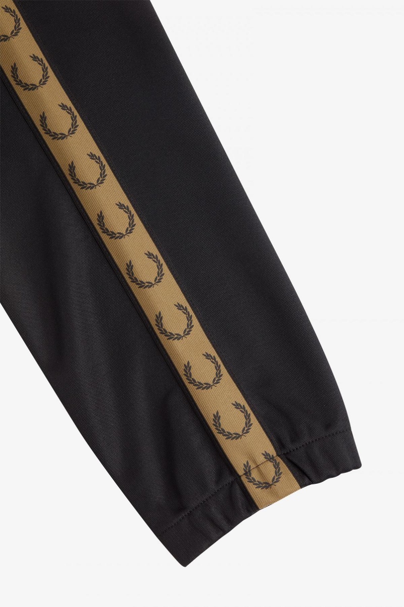 Black / Shaded Stone Fred Perry Taped Track Pants Men's Tracksuits | CAICD25178