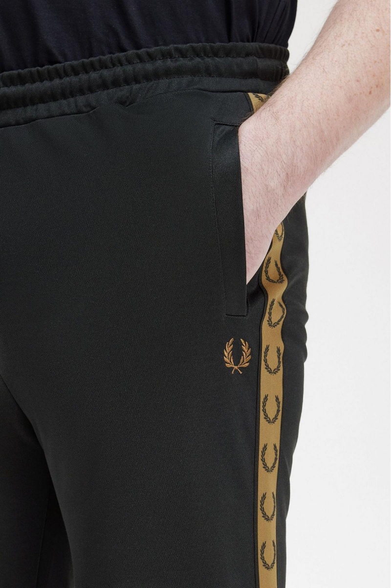 Black / Shaded Stone Fred Perry Taped Track Pants Men's Tracksuits | CAICD25178