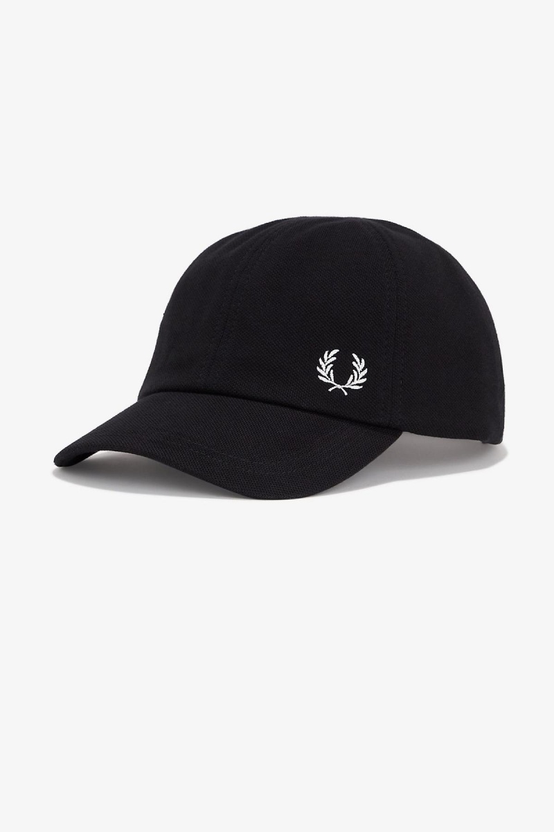 Black / Snow White Fred Perry Classic Piqué Accessories Cap | CANEJ30098