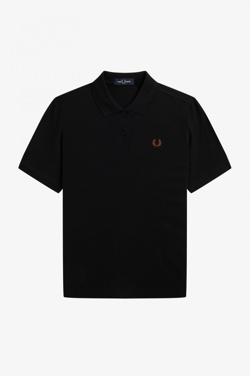 Black / Whisky Brown Fred Perry G6000 Women's Fred Perry Shirt | ECAHC36280