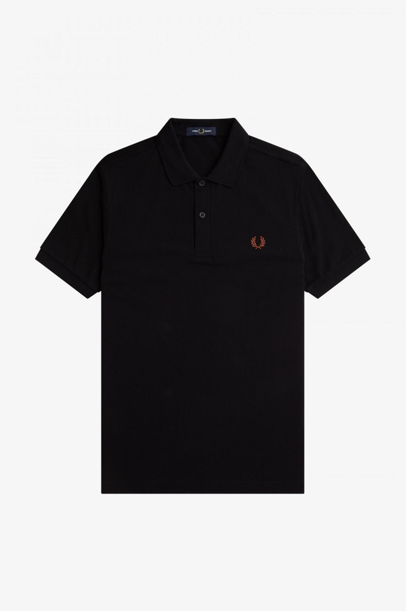 Black / Whisky Brown Fred Perry M6000 Men's Fred Perry Shirt | ZCANQ22361