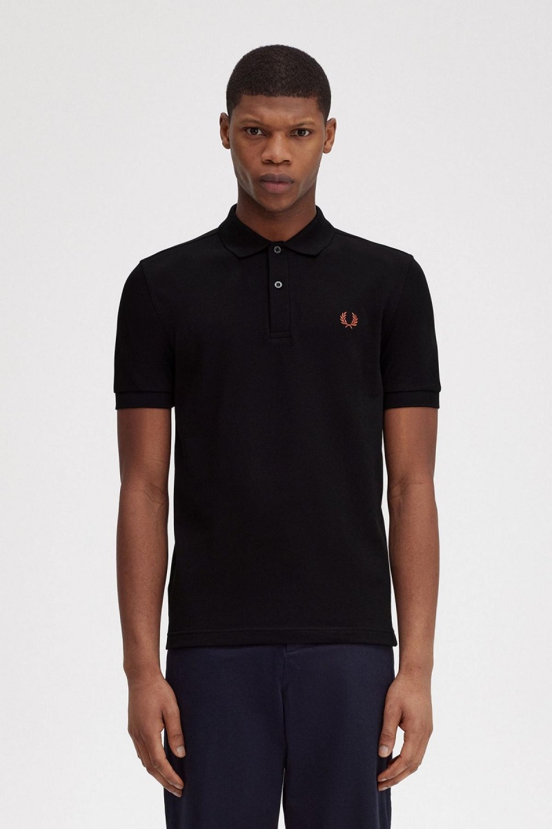 Black / Whisky Brown Fred Perry M6000 Men's Fred Perry Shirt | ZCANQ22361