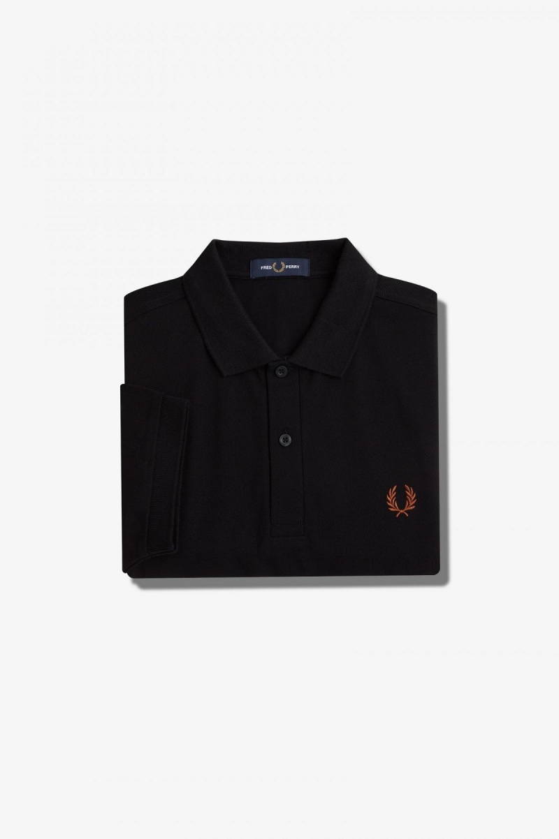 Black / Whisky Brown Fred Perry M6000 Men\'s Fred Perry Shirt | ZCANQ22361