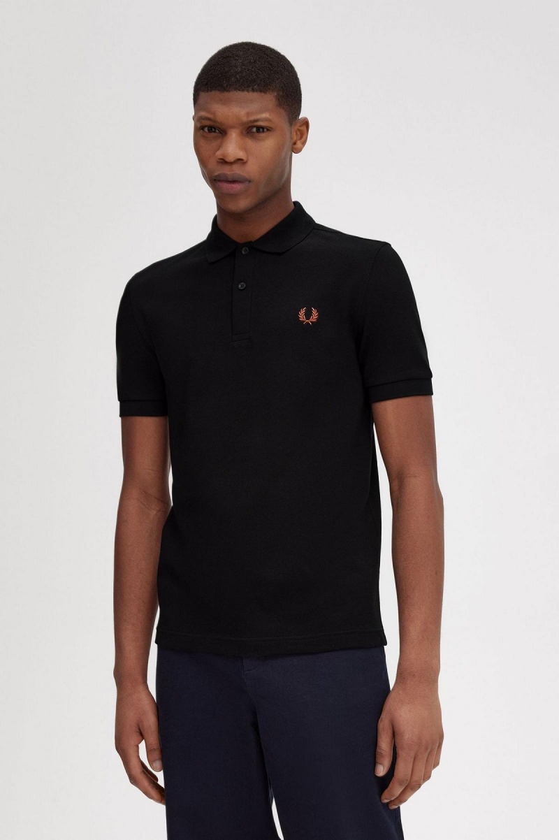 Black / Whisky Brown Fred Perry M6000 Men's Polo Shirts | UCATG37757