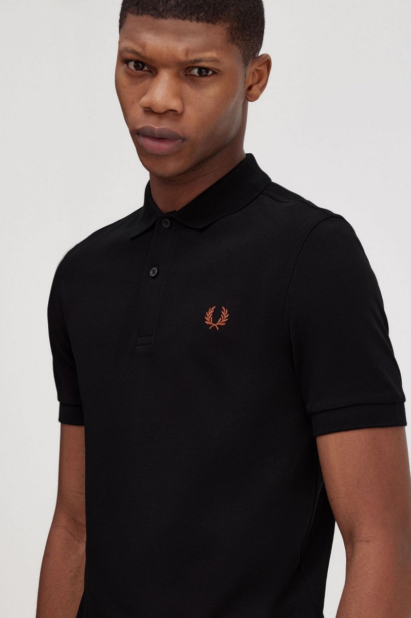 Black / Whisky Brown Fred Perry M6000 Men's Polo Shirts | UCATG37757