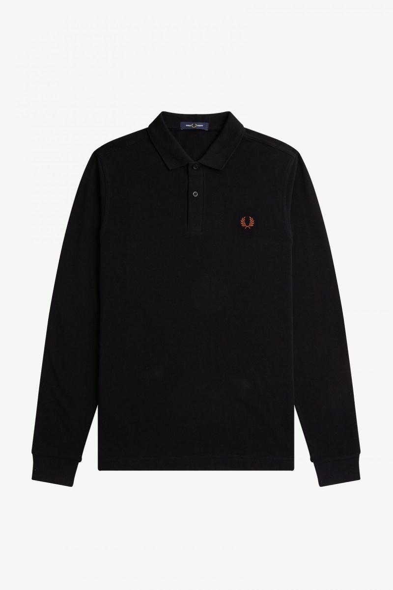 Black / Whisky Brown Fred Perry M6006 Men's Fred Perry Shirt | ZCANQ43081