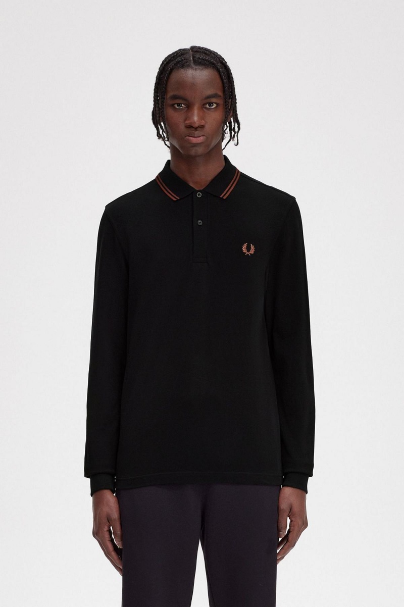 Black / Whisky Brown / Whisky Brown Fred Perry M3636 Men's Fred Perry Shirt | SCANY97042