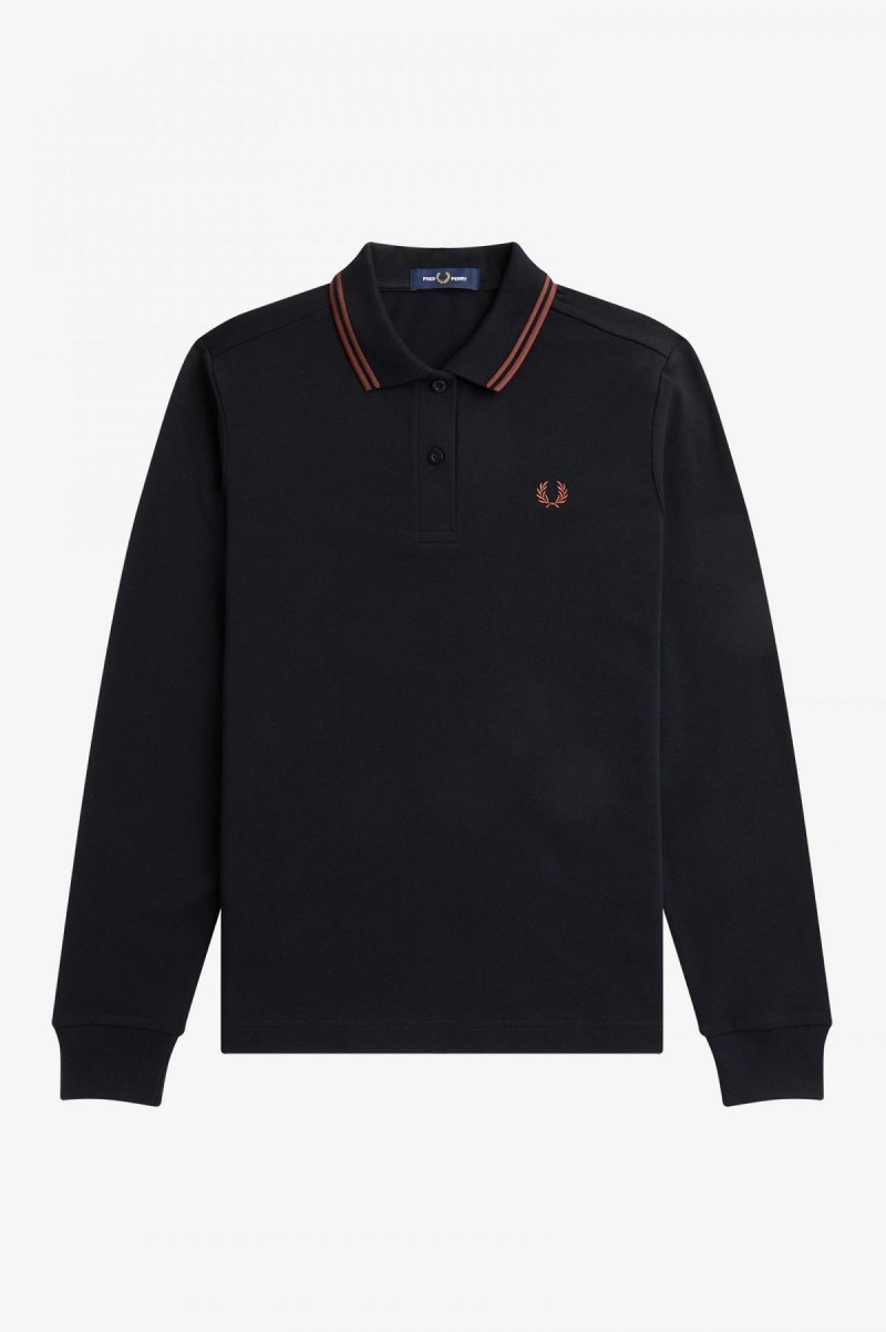 Black / Whisky Brown / Whisky Brown Fred Perry G3636 Women's Fred Perry Shirt | ECAHC19965