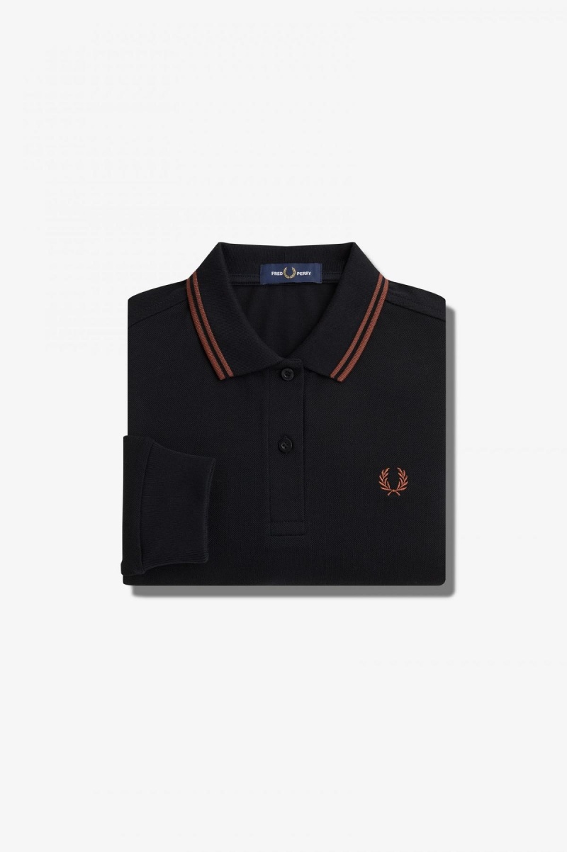 Black / Whisky Brown / Whisky Brown Fred Perry G3636 Women's Polo Shirts | CACVG34869