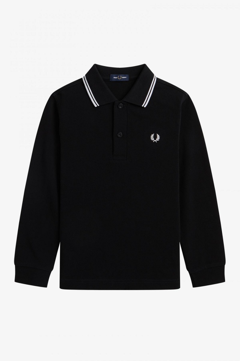 Black / White / White Fred Perry Kids Long Sleeve Twin Tipped Accessories Kids | SCANY62612