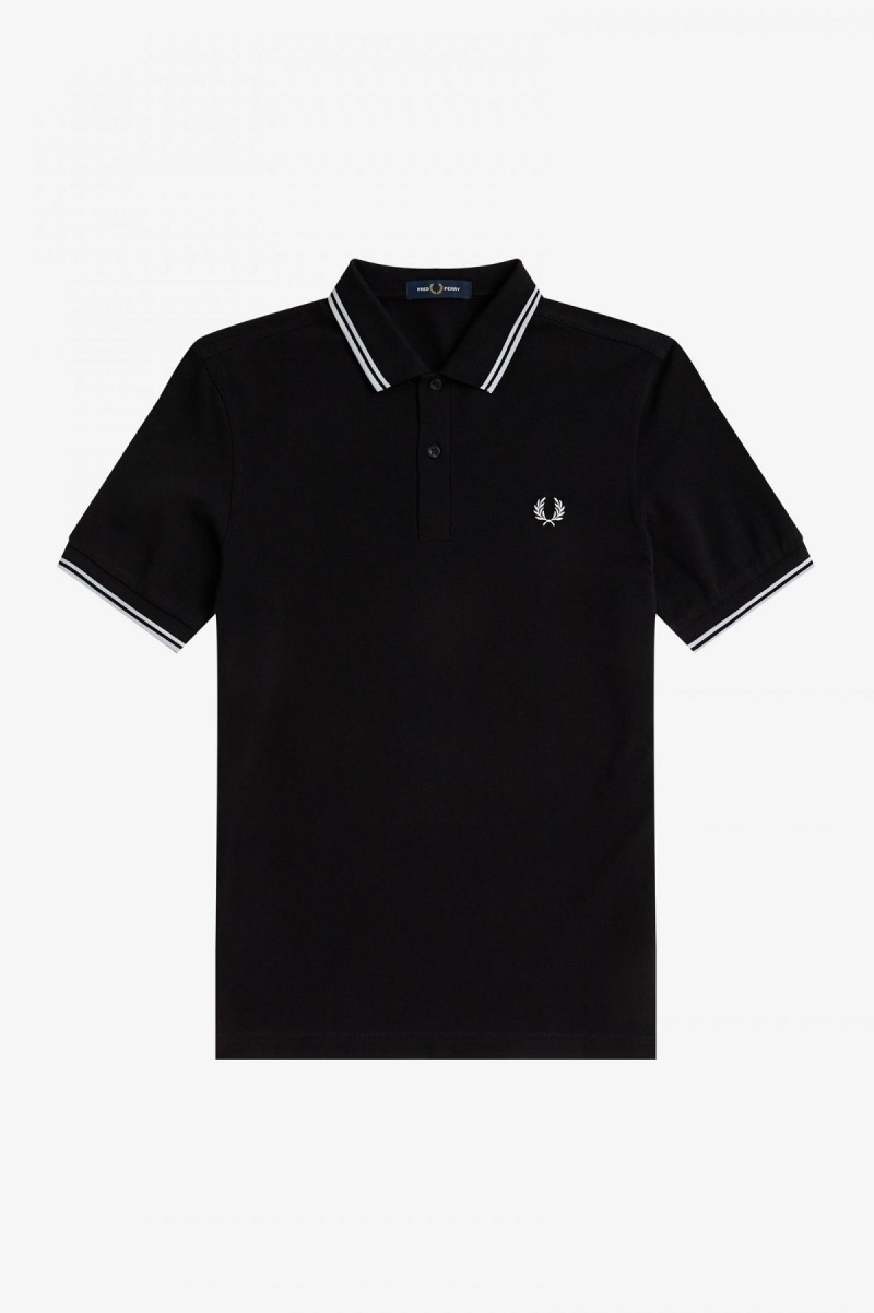 Black / White / White Fred Perry M3600 Men's Fred Perry Shirt | ACADF30263