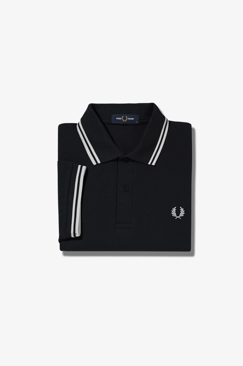 Black / White / White Fred Perry M3600 Men\'s Fred Perry Shirt | ACADF30263