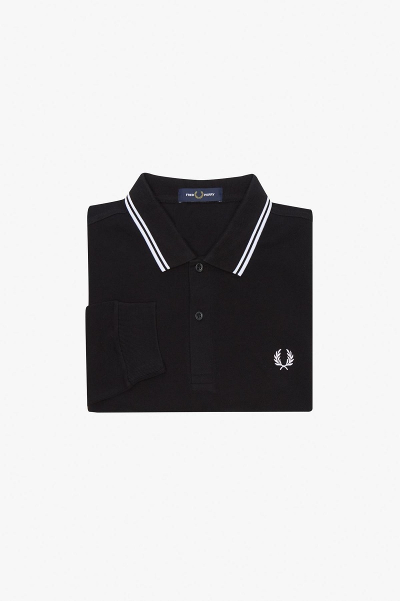 Black / White / White Fred Perry M3636 Men's Polo Shirts | ACADF55260