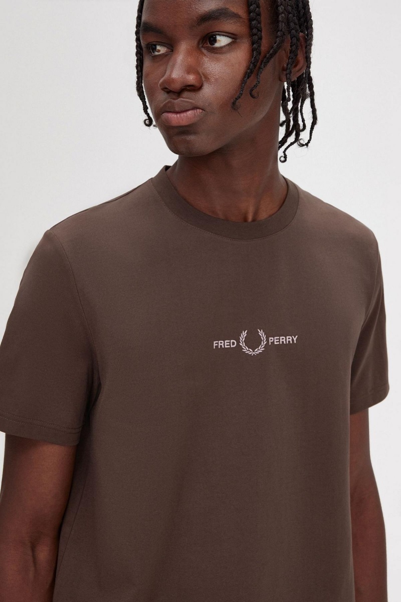 Burnt Tobacco Fred Perry Embroidered Men's T Shirts | CANZX38700