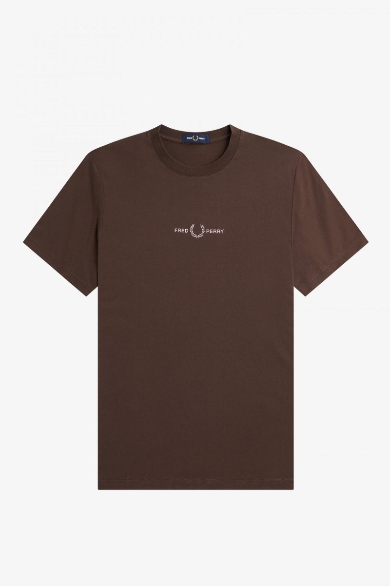 Burnt Tobacco Fred Perry Embroidered Men's T Shirts | CANZX38700