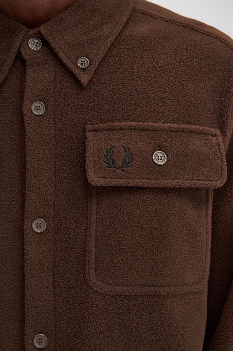 Burnt Tobacco Fred Perry Fleece Men's Shirts | CAXBR31217