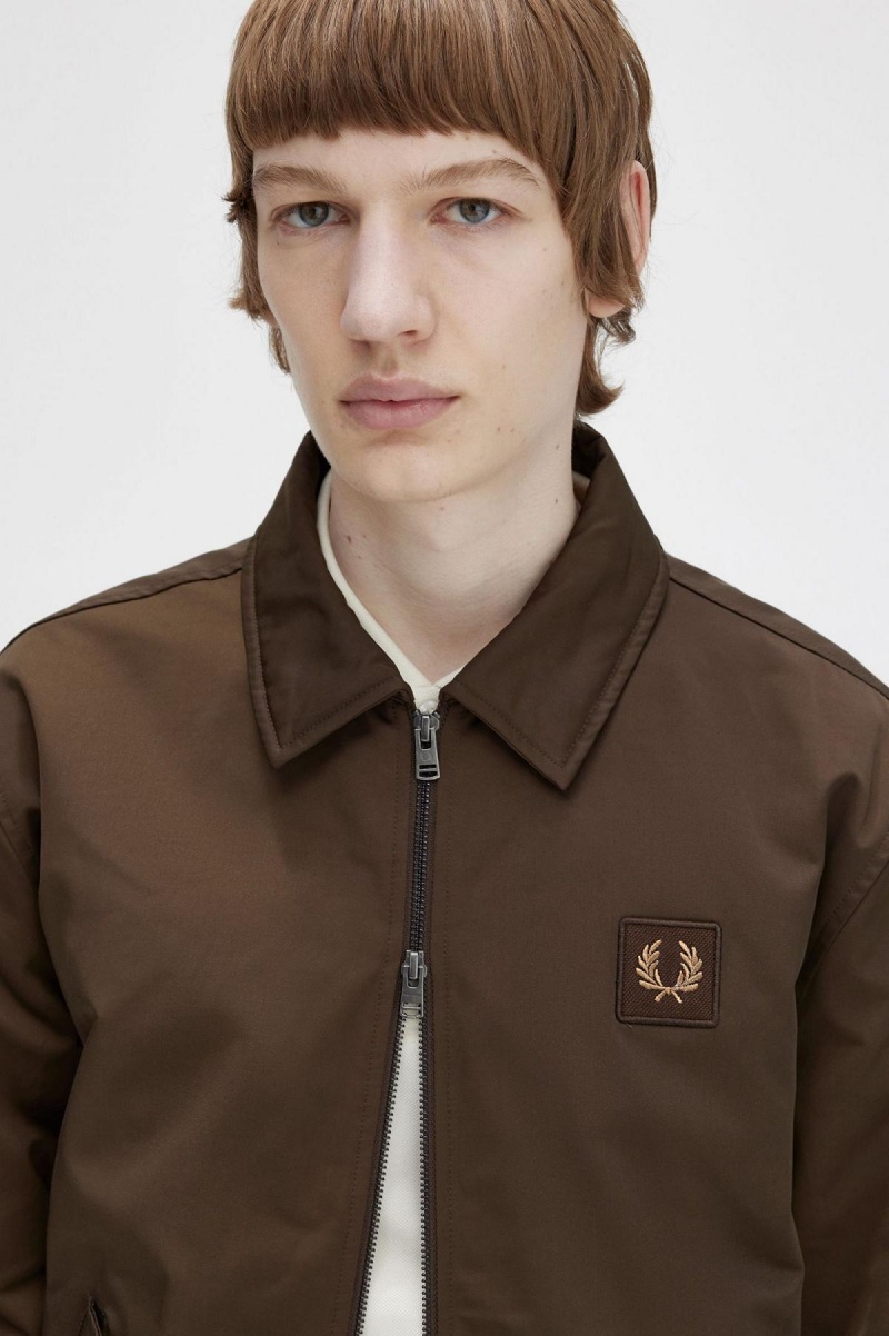 Burnt Tobacco Fred Perry Quilted Zip Through Men's Coats | SCANY40548