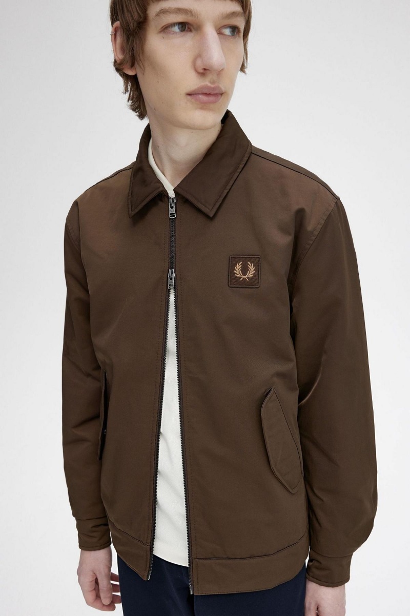 Burnt Tobacco Fred Perry Quilted Zip Through Men's Coats | SCANY40548