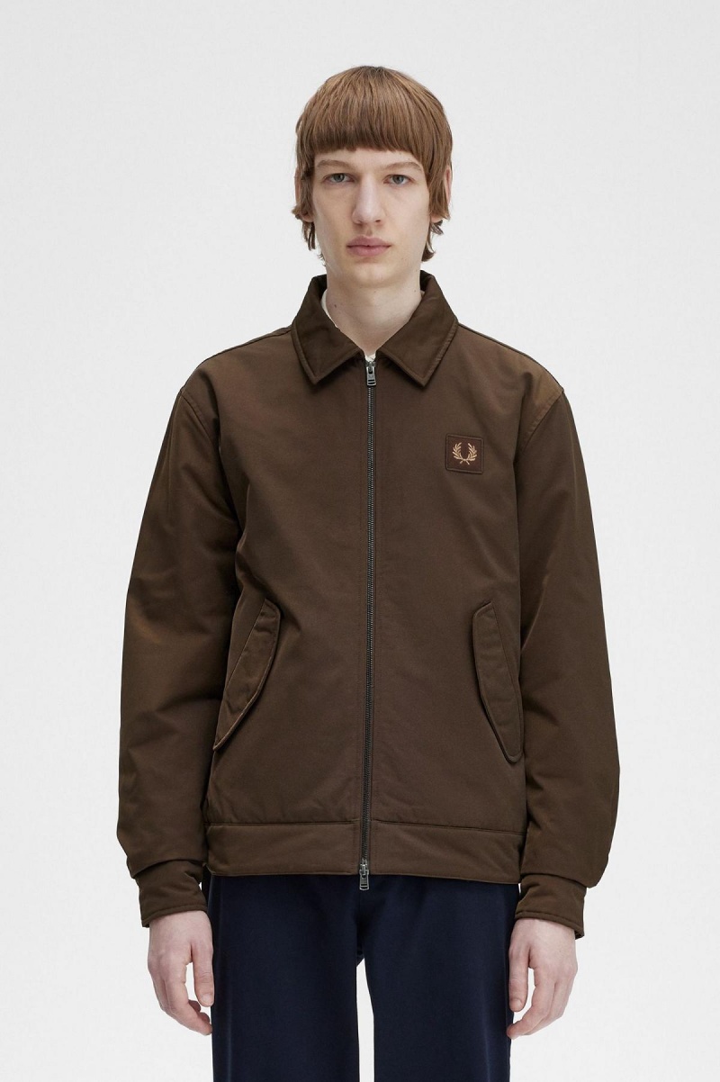 Burnt Tobacco Fred Perry Quilted Zip Through Men\'s Coats | SCANY40548