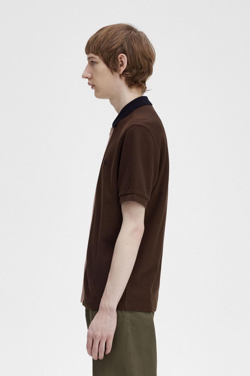 Burnt Tobacco Fred Perry Zip Through Polo Shirt Men's Polo Shirts | TCAPQ98420