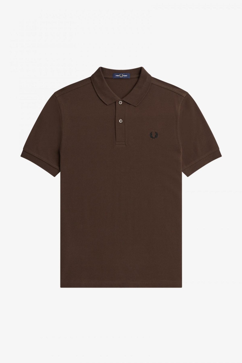 Burnt Tobacco / Black Fred Perry M6000 Men's Fred Perry Shirt | MCAHR16303