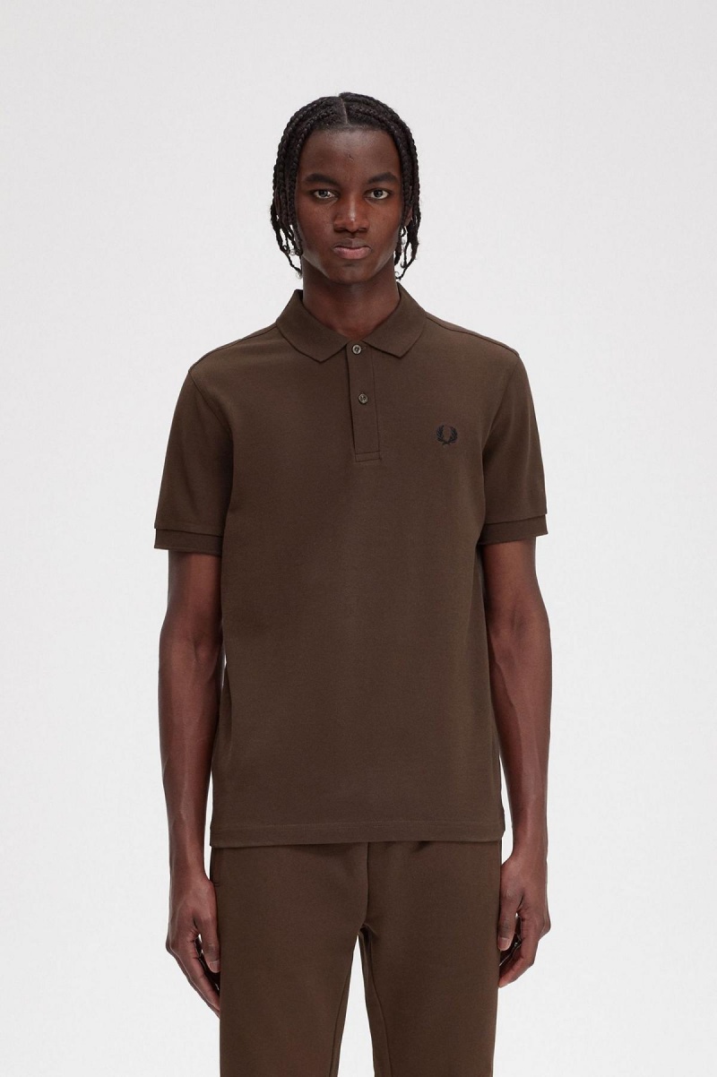 Burnt Tobacco / Black Fred Perry M6000 Men's Fred Perry Shirt | MCAHR16303