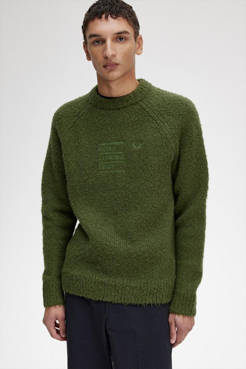 Chive Fred Perry Textured Knitted Jumper Men's Knitwear | CACIF53888