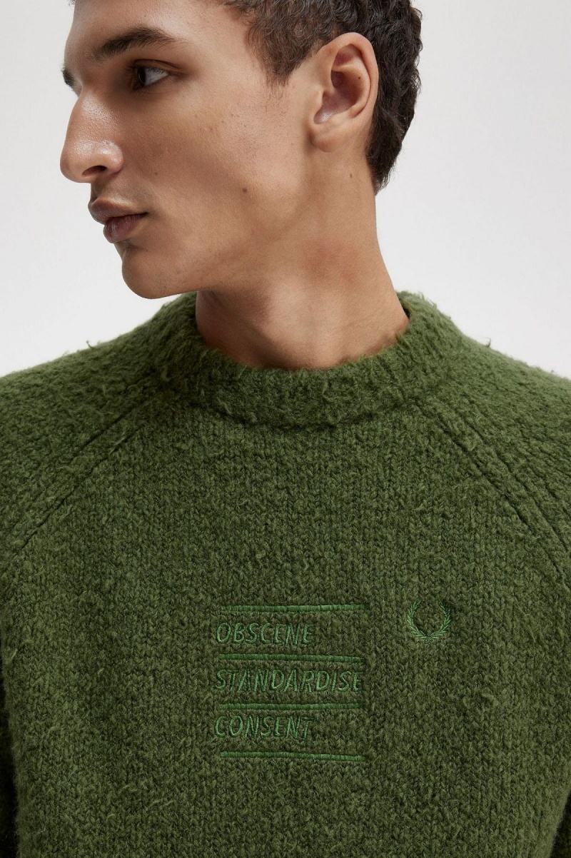 Chive Fred Perry Textured Knitted Jumper Men's Knitwear | CACIF53888